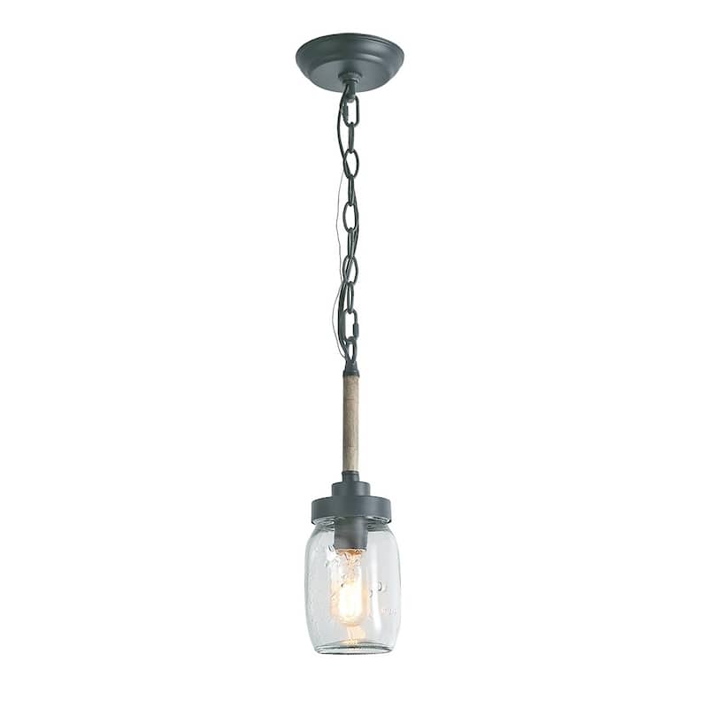 The Gray Barn Farmhouse/ Industrial Mason Jar Glass Antique Pendant 1-light Fixture - D4.1"*H14.6" - D4.1"*H14.6" - Grey