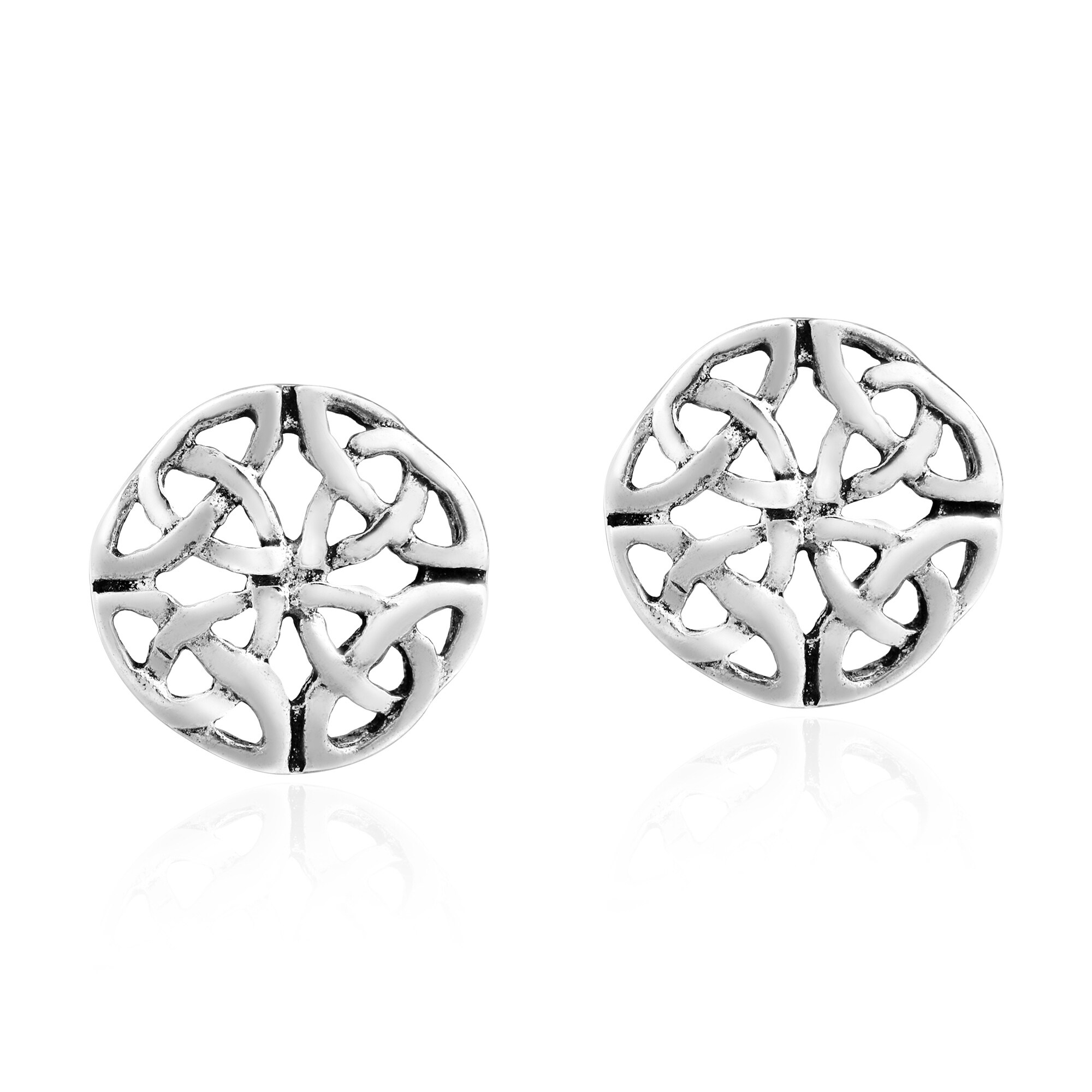 Silverly Womens .925 Sterling Silver 10 mm Cubic Zirconia Trinity Triquetra Knot Stud Earrings