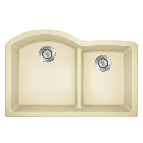 Shop 811 Low Divide Double Bowl Quartz Kitchen Sink Beige On