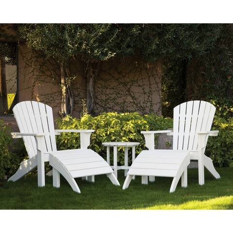 Ivy Terrace Artisan 5-Piece Shell Back Adirondack and Ottoman Set