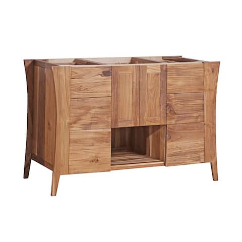 48" EcoDecors Curvature Solid Teak Bathroom Vanity in EarthyTeak Finish