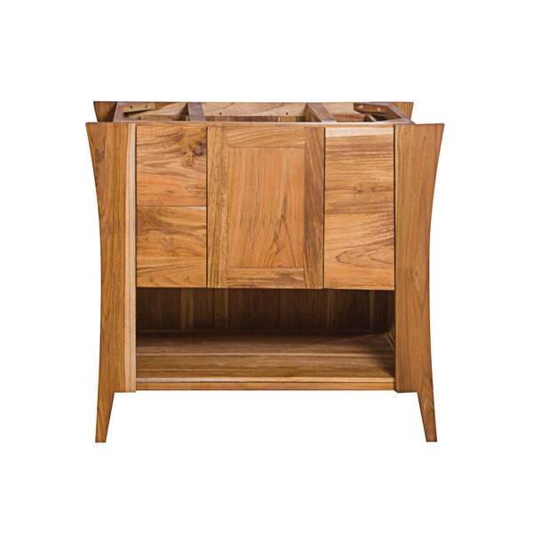 Shop Black Friday Deals On 36 Ecodecors Curvature Solid Teak Bathroom Vanity In Earthyteak Finish Overstock 28517571