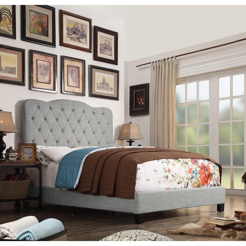 Copper Grove Palmira Upholstered Platform Bed - Grey - Queen
