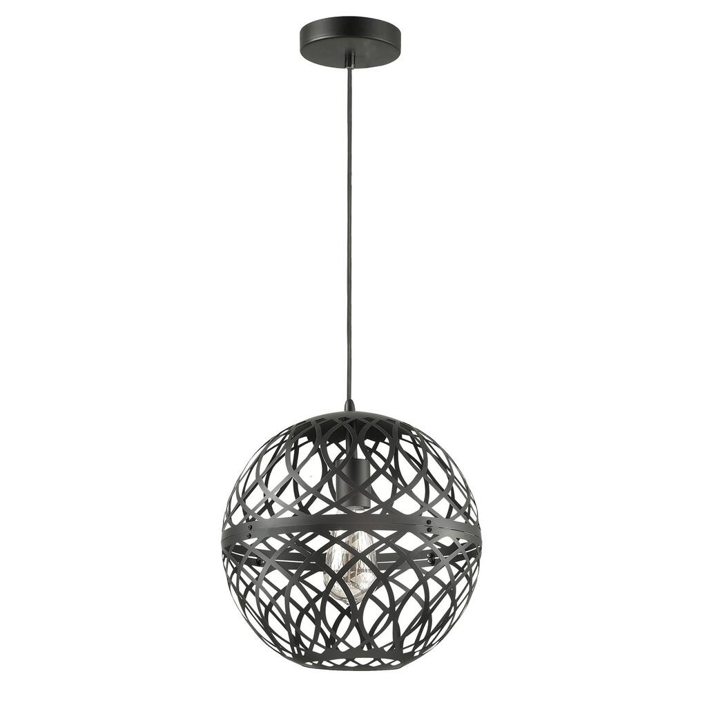 1 Light Incandescent Pendant Matte Black Finish
