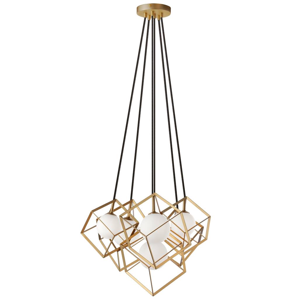 6 Light Halogen Pendant Gold