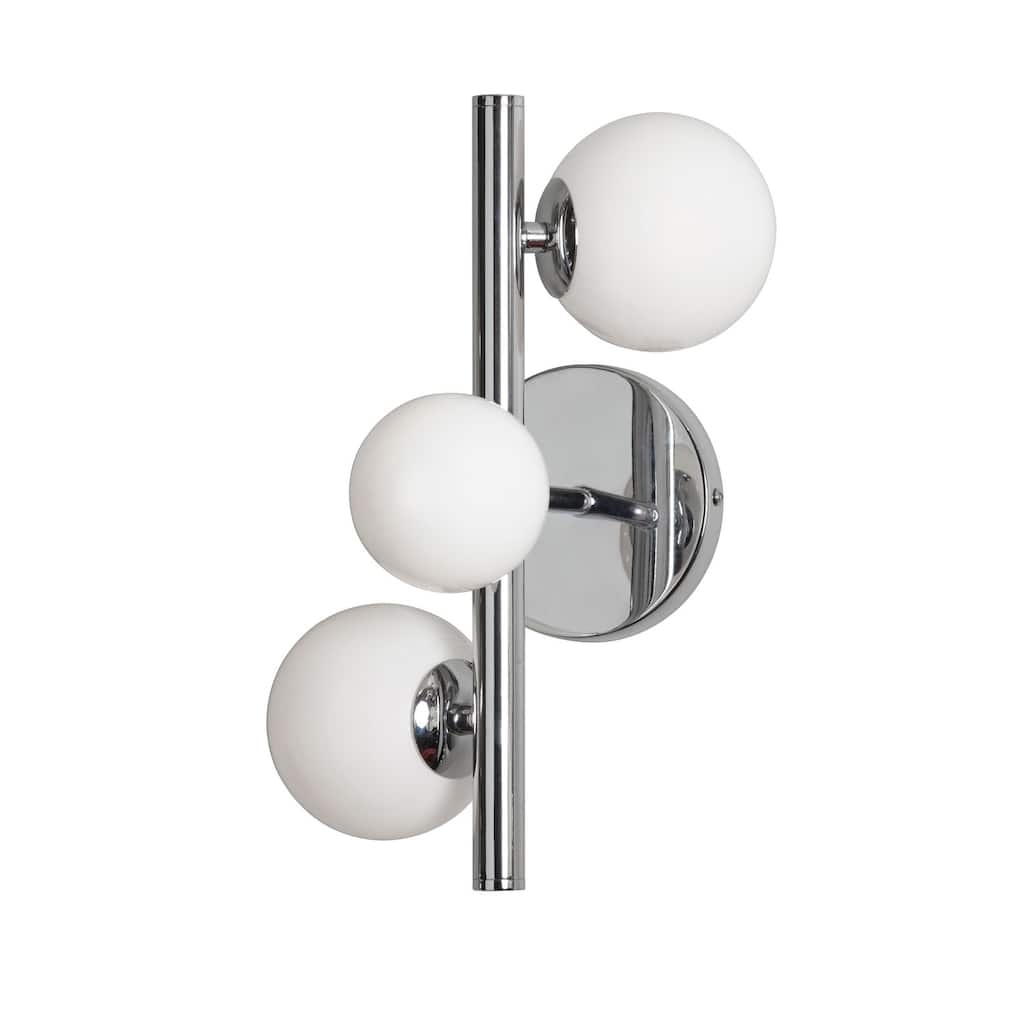 3LT Halogen Wall Sconce P Chrome w/White Glass