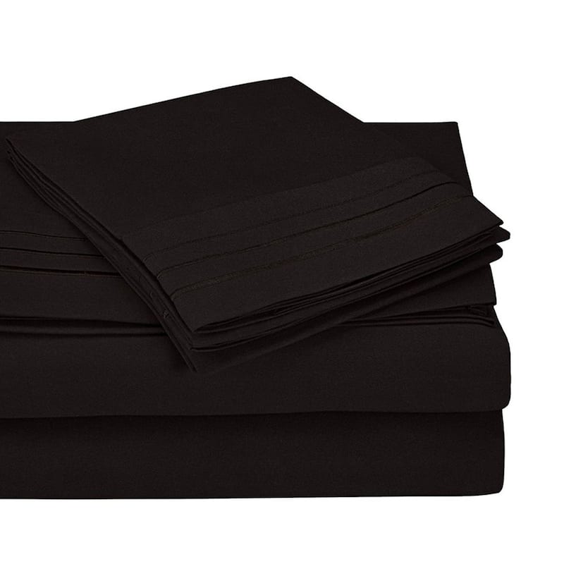 Kotter Home 3000 Series 3-Line Embroidered Bed Sheet Set - Burgundy - King