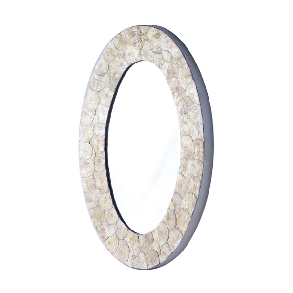 Shop Shelby 28 In. Oval Capiz Framed Decorative Wall Mirror - Champagne - On Sale - Free ...