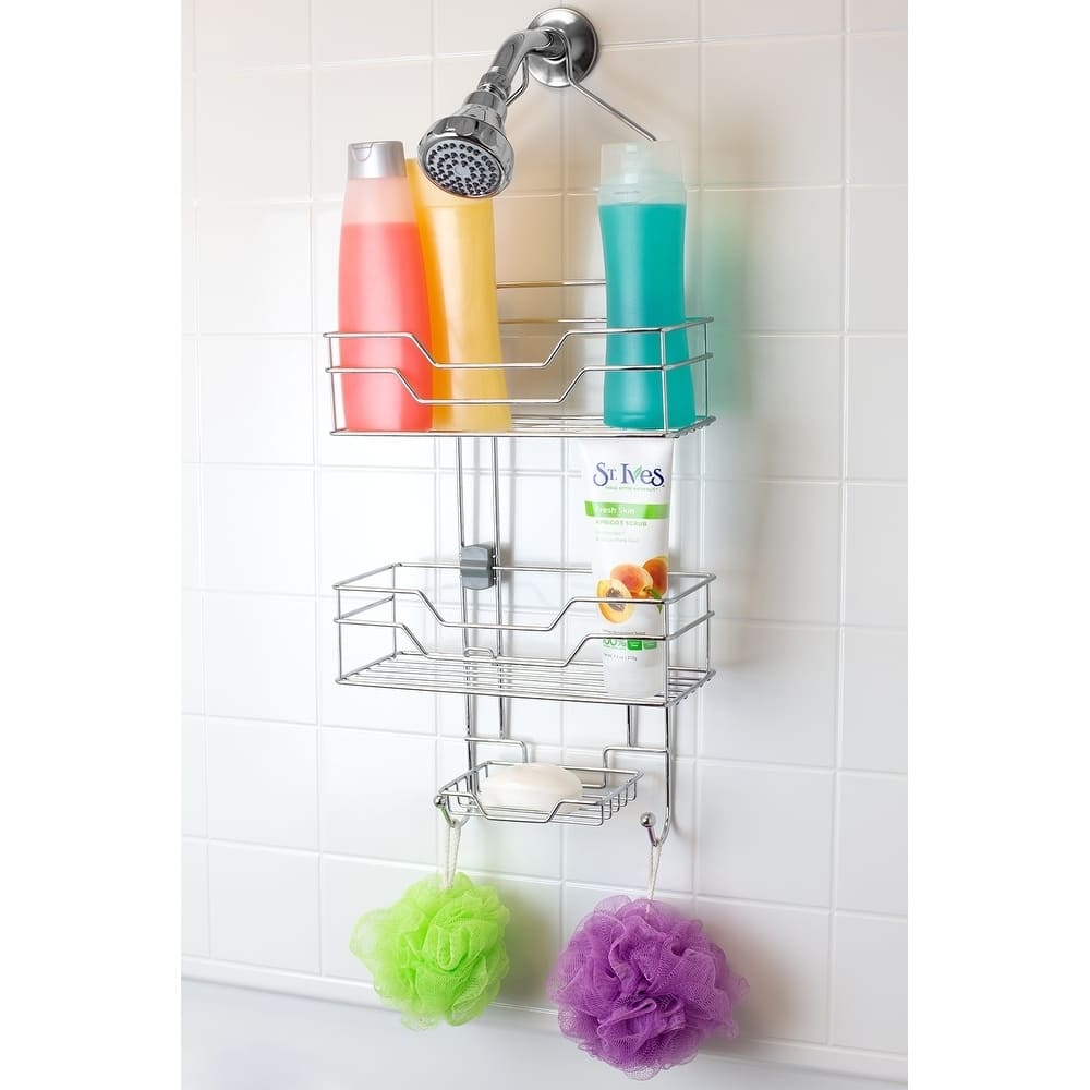 2 Tier Adjustable Shelving Hanging Shower Caddy, Chrome