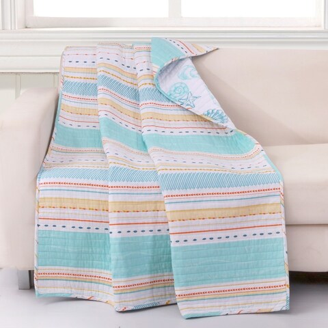 Porch & Den Maypark Seashells and Stripes Quilted Throw Blanket
