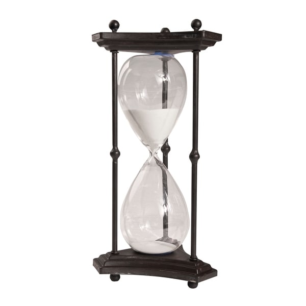 Thetis White Sand Tall 60-Minute Hourglass with Iron Stand