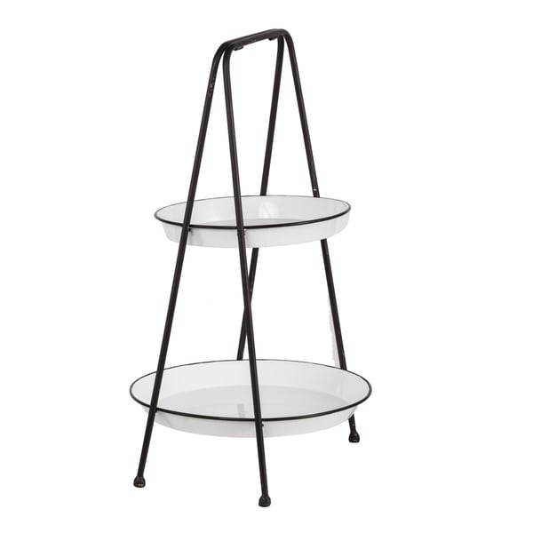 Shop Classic Vintage White and Black Two-Tier Metal Tray Shelf - Free ...