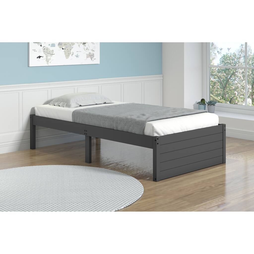 Twin Footboard Panel Bed in Dark Grey