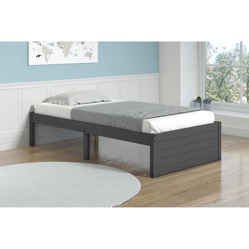 Twin Footboard Panel Bed in Dark Grey