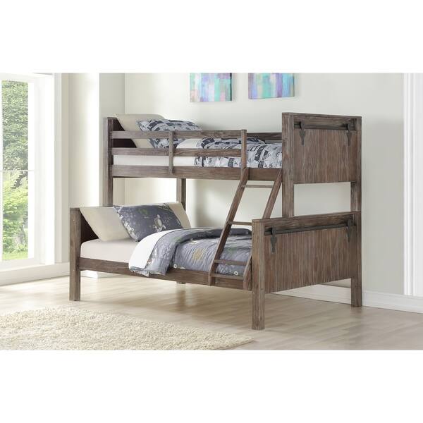 Shop Twin Over Full Barn Door Bunk Bed In Brushed Shadow On Sale