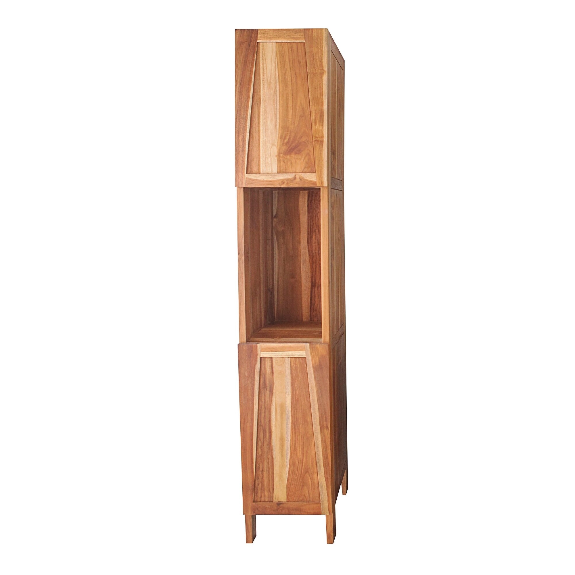 Bathroom Linen Storage Tower Cabinet Cebu Bamboo - Black Wood