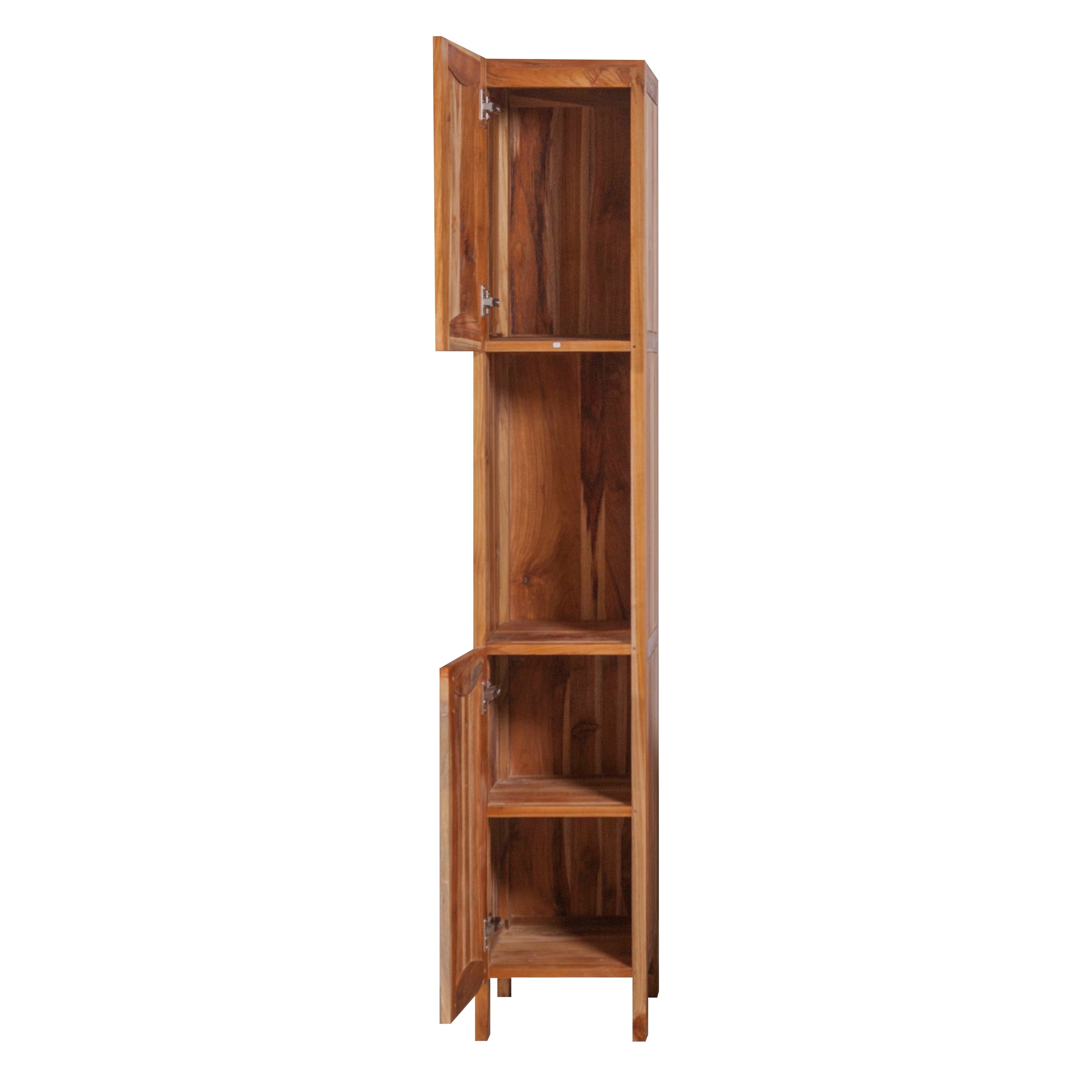 Bathroom Linen Storage Tower Cabinet Cebu Bamboo - Black Wood