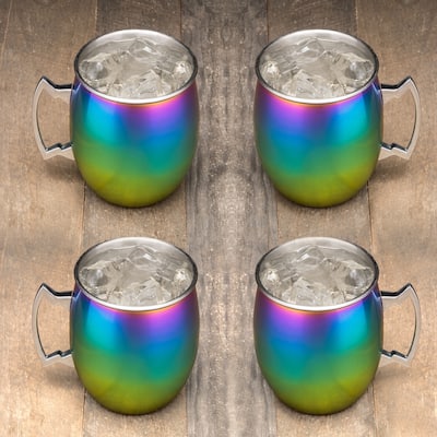 Cambridge Silversmiths Rainbow Moscow Mule Mugs, Set of 4 - 20 ounce