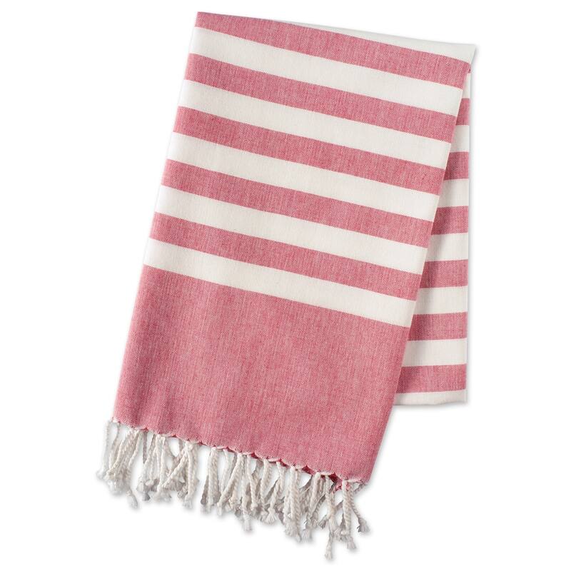 Porch & Den Ridgemoor Striped Fouta Towel - Coral