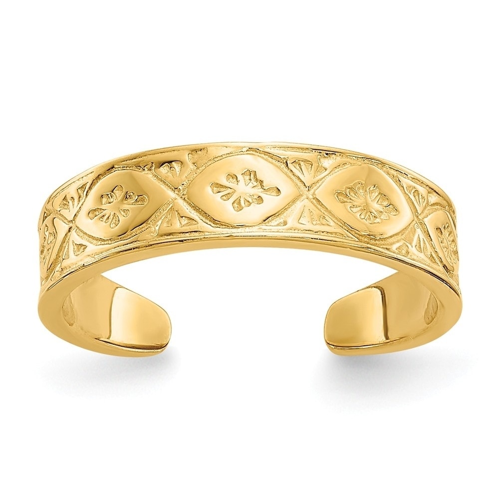 REAL 14k Solid Yellow Gold Open Hearts Toe Ring Polished Body Jewelry