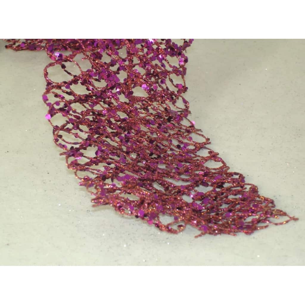 5' Sugared Fruit Decorative Purple Glittered & Wired Unlit Net Christmas Garland - N/A - N/A