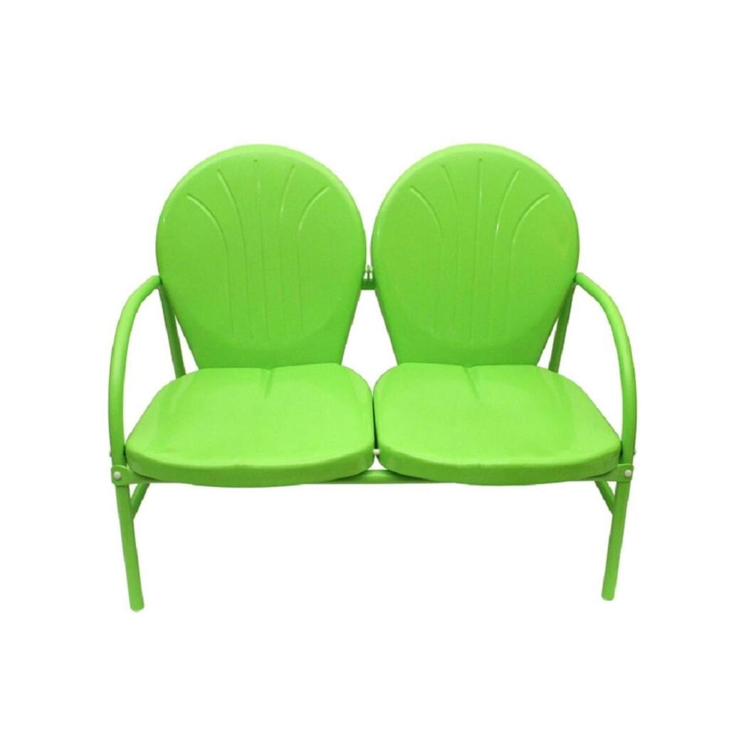 41" Outdoor Retro Metal Tulip Double Glider Lime Green