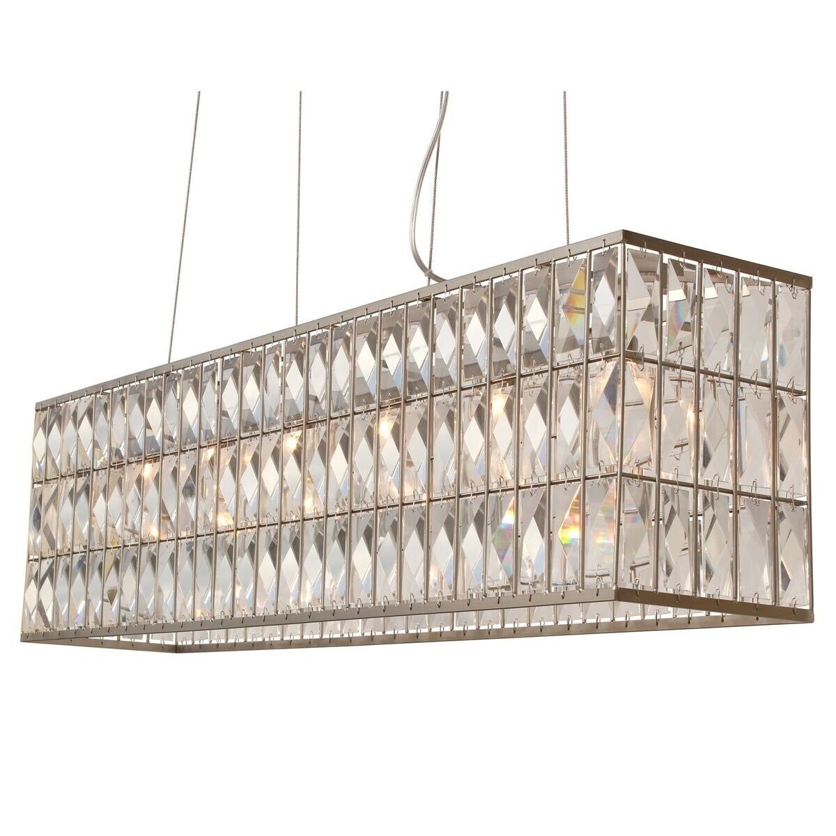The Monroe Rectangular Clear Crystal Chandelier, Brushed Nickel - N/A - Chandeliers For Bedrooms by Overstock.com
