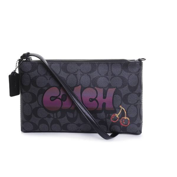 Shop Coach Women S Signature Graffiti Large Wristlet Overstock 28523493