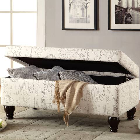 Mid-Century French Postage Script Design Storage Ottoman Bench ...
