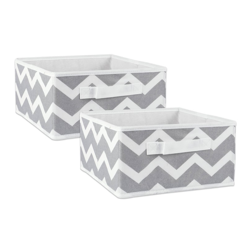 DII Nonwoven Polyester Bin Chevron (Set of 2) - Large - Gray