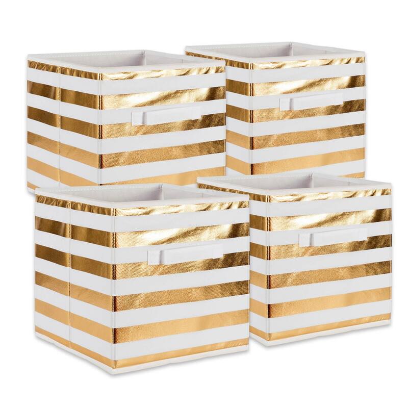 DII Nonwoven Polyester Cube Stripe - Small - Set of 4