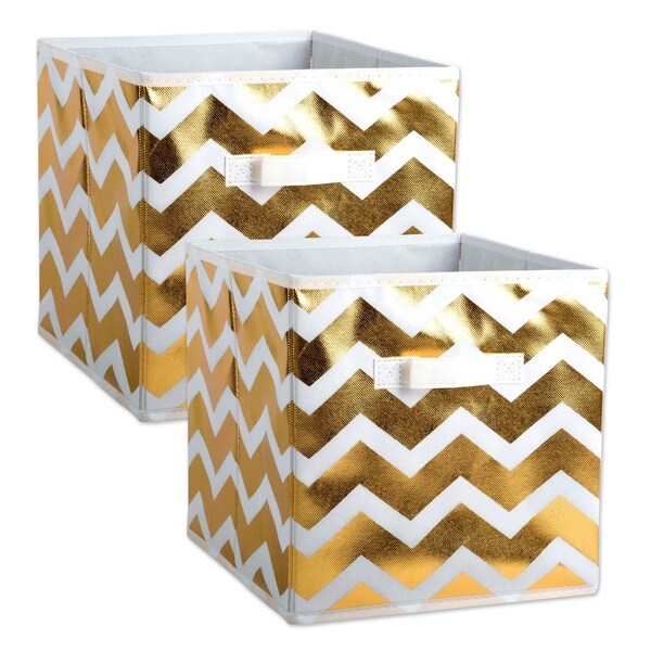 DII Nonwoven Polyester Cube Chevron White/Gold