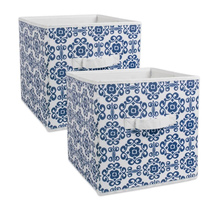 DII Nonwoven Polyester Cube Scroll (Set of 2) - Small - Nautical Blue