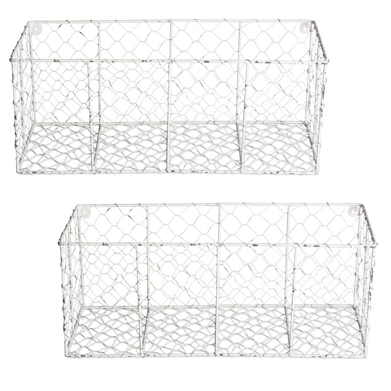 DII Wall Mount Chicken Wire Basket(Set of 2) Small - Antique White - Medium