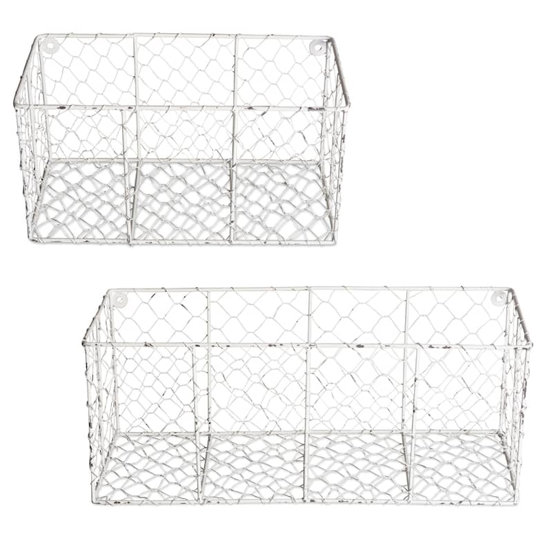 DII Wall Mount Chicken Wire Basket(Set of 2) Small - White - Assorted
