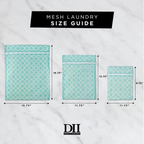 dimension image slide 1 of 4, DII Aqua Lattice Set D Mesh Laundry Bag (Set of 6)