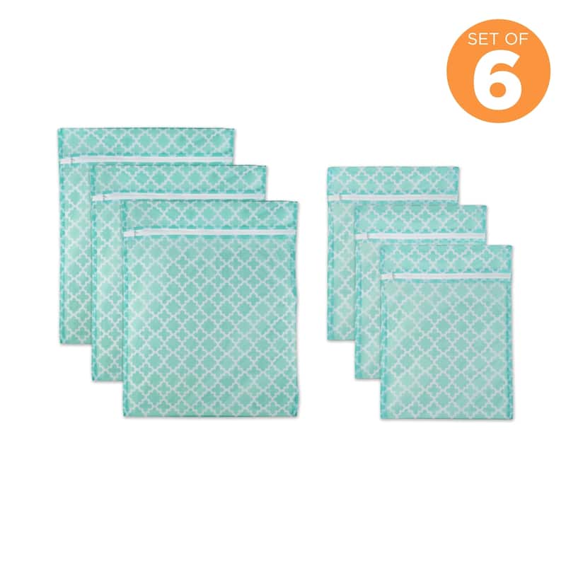 DII Aqua Lattice Set D Mesh Laundry Bag (Set of 6)