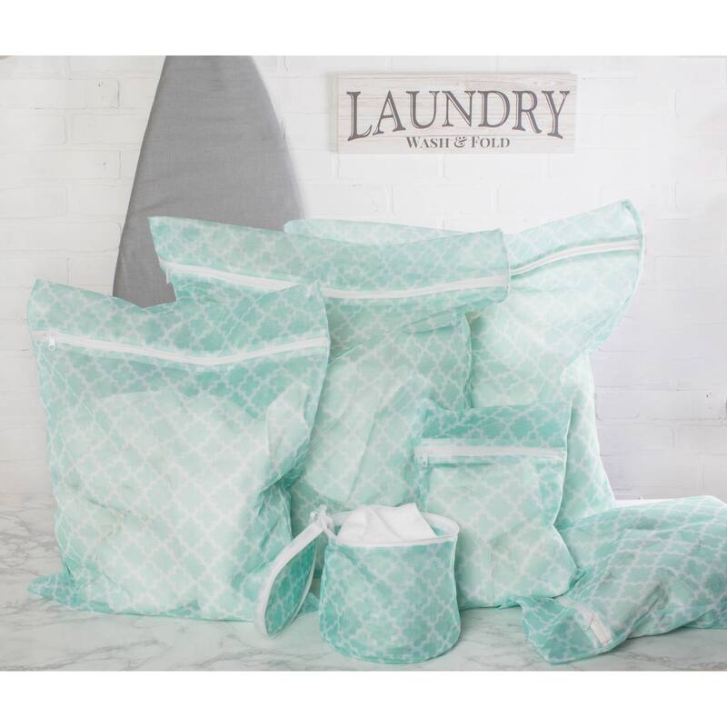 DII Aqua Lattice Set D Mesh Laundry Bag (Set of 6)