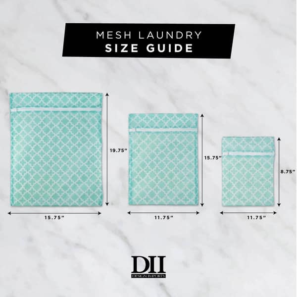 dimension image slide 2 of 4, DII Aqua Lattice Set D Mesh Laundry Bag (Set of 6)