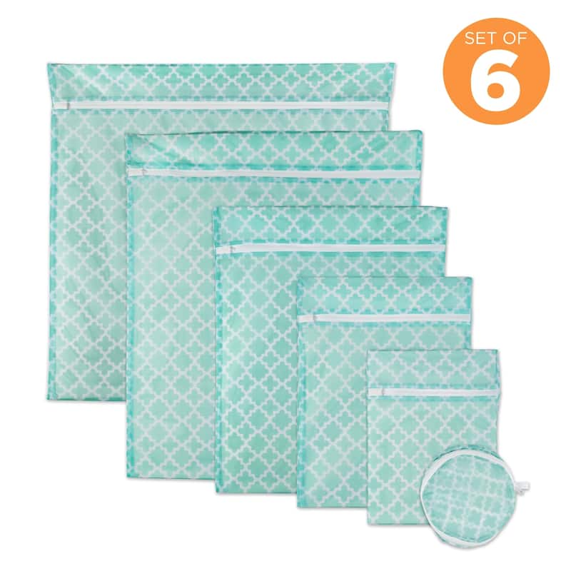 DII Aqua Lattice Set D Mesh Laundry Bag (Set of 6)