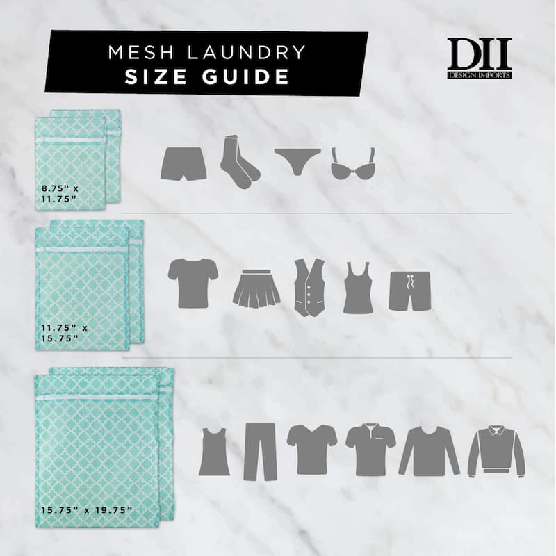 DII Aqua Lattice Set D Mesh Laundry Bag (Set of 6)