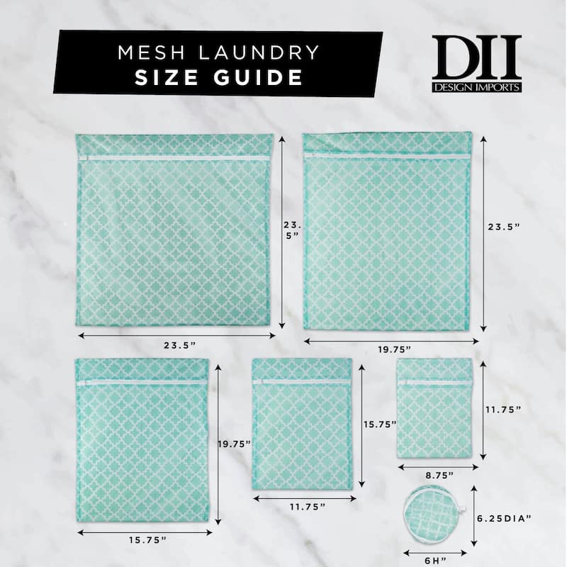 DII Aqua Lattice Set D Mesh Laundry Bag (Set of 6)