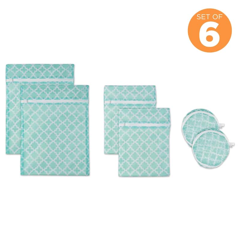 DII Aqua Lattice Set D Mesh Laundry Bag (Set of 6)