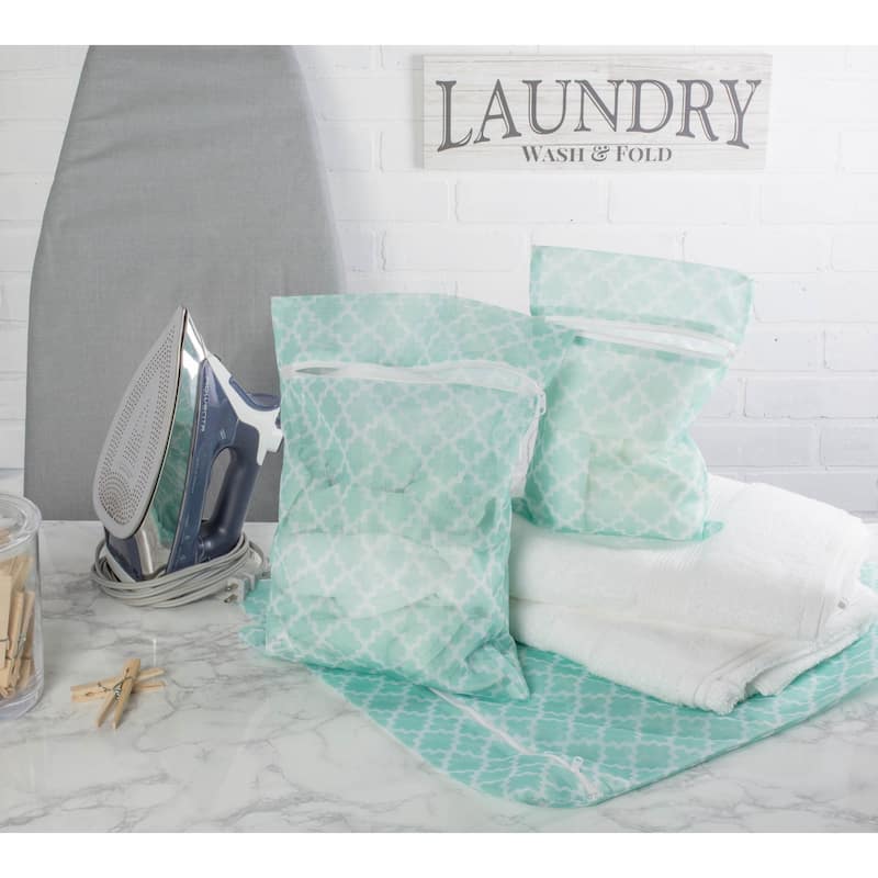 DII Aqua Lattice Set D Mesh Laundry Bag (Set of 6)