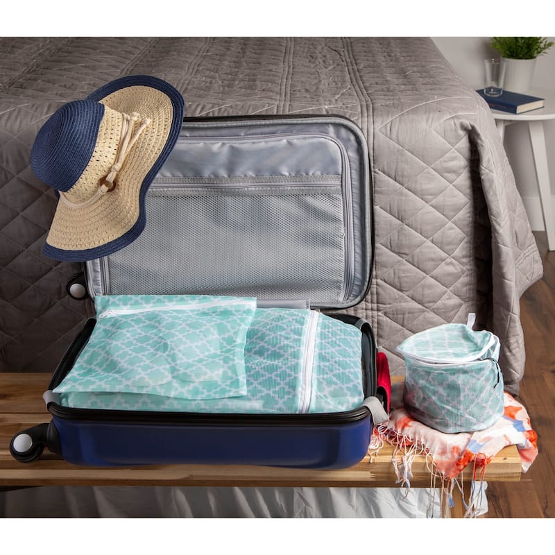 DII Aqua Lattice Set D Mesh Laundry Bag (Set of 6)