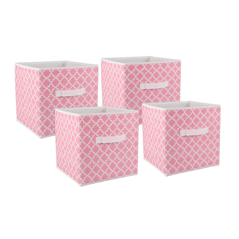 DII Nonwoven Polyester Cube Lattice - Small - Set of 4 - Pink Sorbet