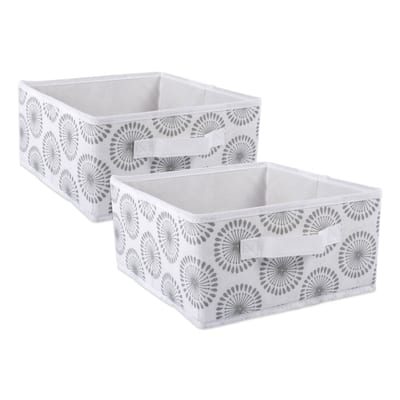 DII Nonwoven Polyester Bin Starburst Gray Square Medium (Set of 2)