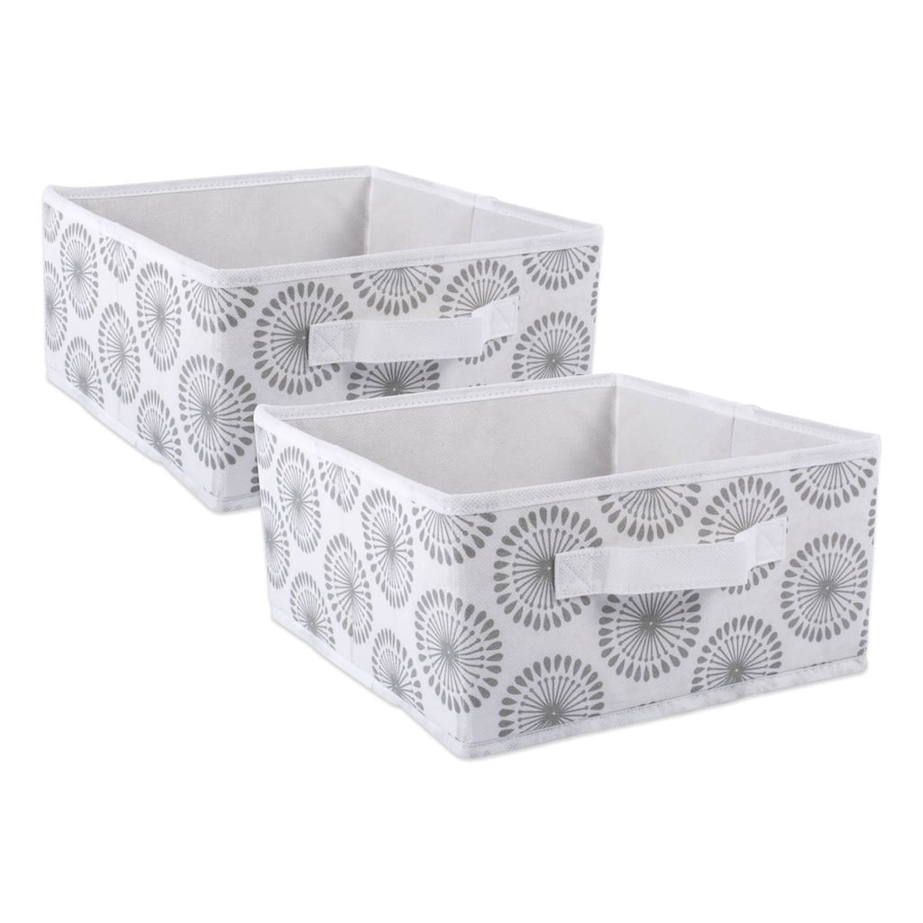 DII Nonwoven Polyester Bin Starburst Gray Square Medium (Set of 2)