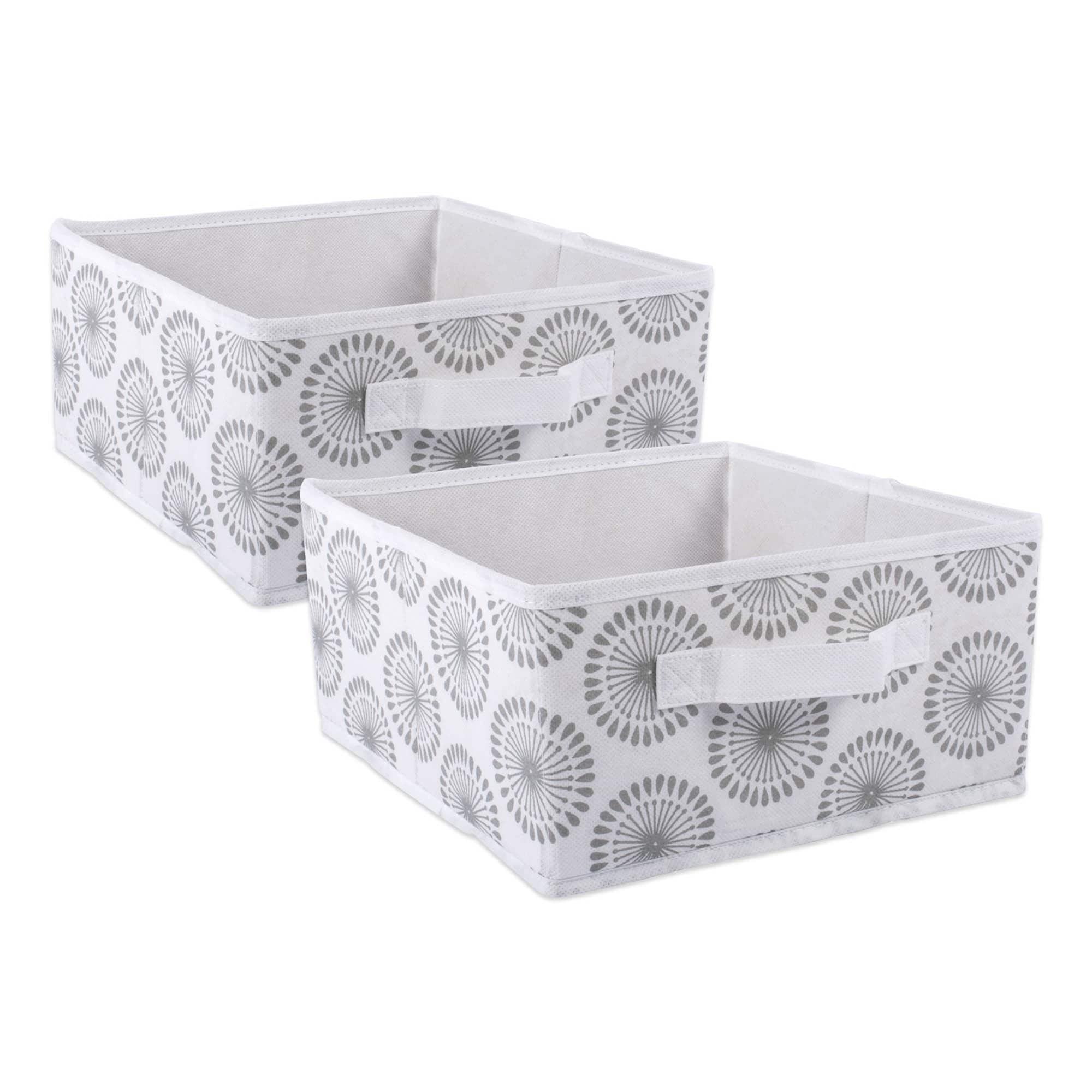DII Nonwoven Polyester Bin Starburst Gray Square Medium (Set of 2)