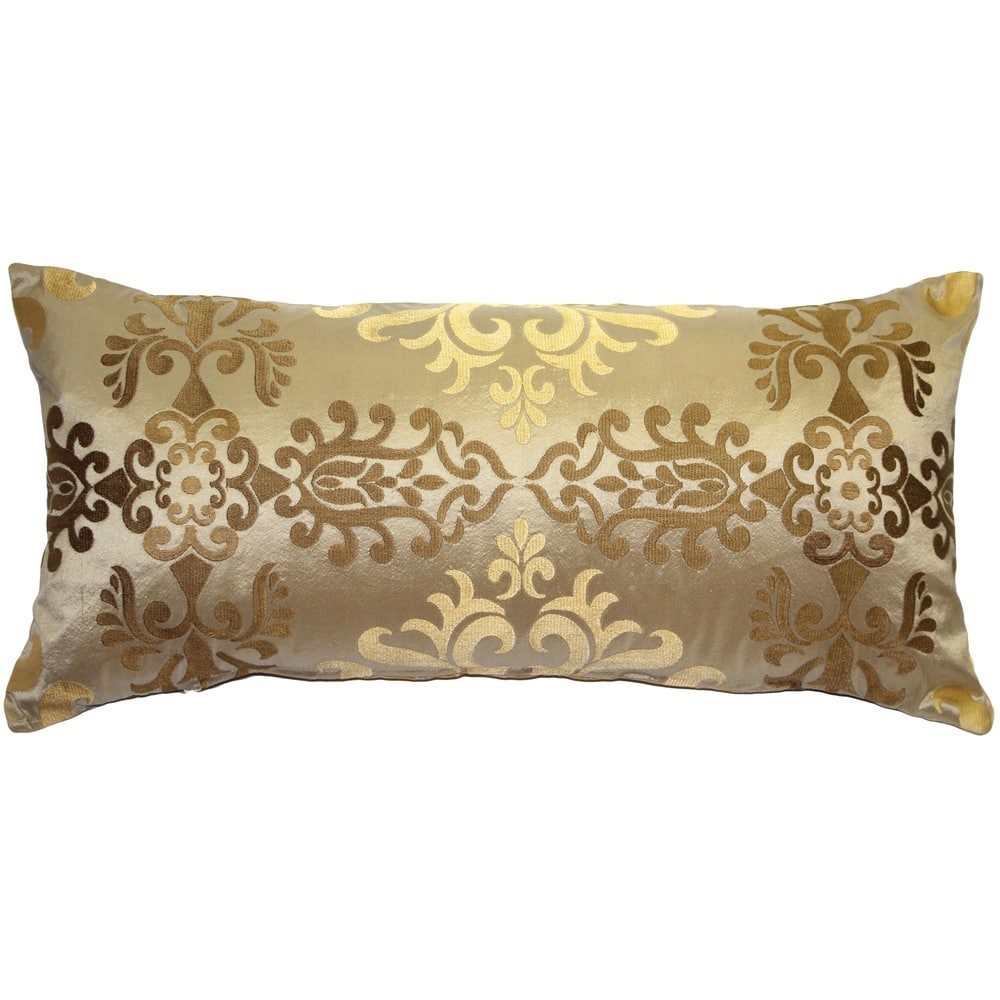 Sumatra Medallion Silk 12x24 Throw Pillow with Polyfill Insert, Yellow